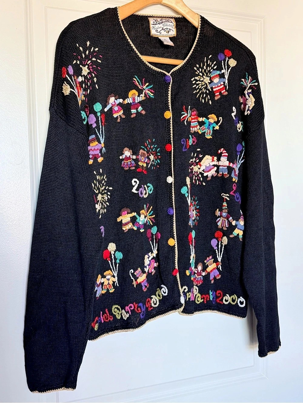 Vintage Heirloom Collectibles Millennium 2000 Cardigan Sweater XL